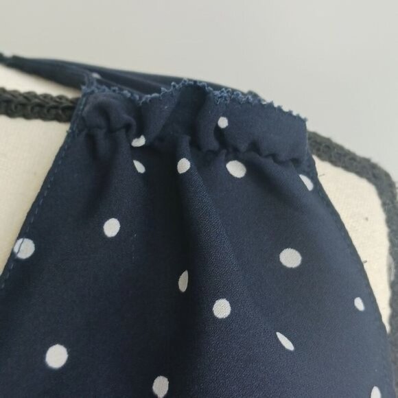 Loft Blouse Blue Polka Dot Sleeveless Semi Sheer Flowy Womens Size M - Picture 4 of 8